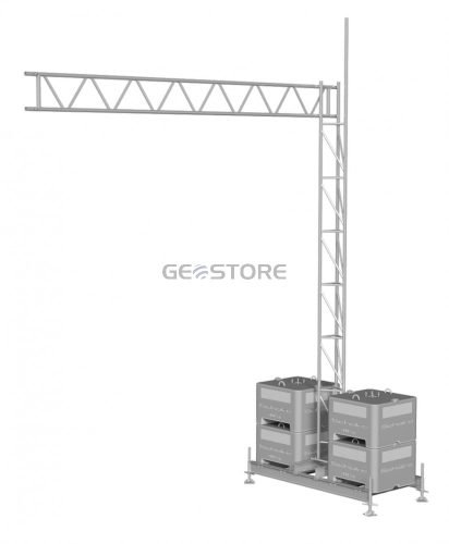 Set up device for lattice tower with cantilever arm