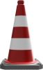 Traffic cone two-part with reflective film strips