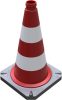 Traffic cone two-part with reflective film strips