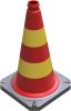 Traffic cone two-part with reflective film strips