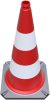 Traffic cone two-part with reflective film strips