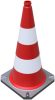 Traffic cone two-part with reflective film strips