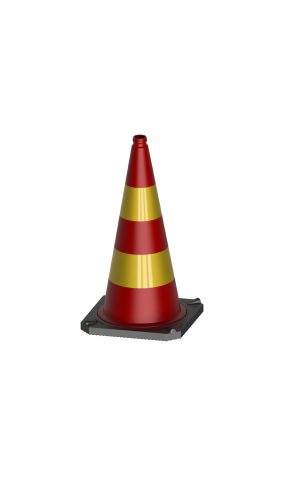 Traffic cone two-part with reflective film strips