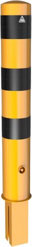 Steel tube bollard Ø 152 x 3,2 mm removable, with triangular locking mechanism yellow / black