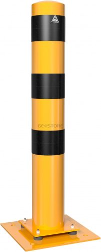 Elastic steel tube bollard Ø 152 x 3.2 mm to be fixed by plugs yellow / black