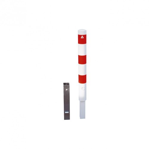 Steel tube bollards Ø 193 x 3.6 mm removable, with triangular locking mechanism hot-dip galvanized / coated white