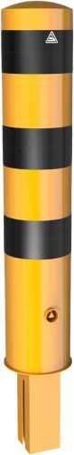 Steel tube bollard Ø 193 x 3,6 mm removable, with triangular locking mechanism yellow / black