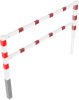 Access barriers with triangular lock swing-back with top and quarter-bent bar