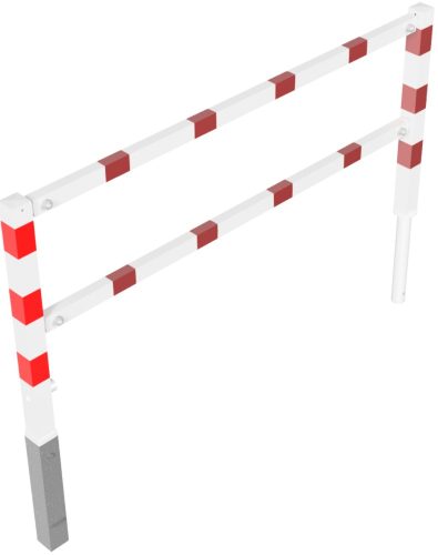 Access barriers with triangular lock swing-back with top and quarter-bent bar