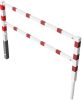 Access barriers with triangular lock swing-back with top and quarter-bent bar