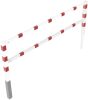 Access barriers with triangular lock swing-back with top and quarter-bent bar