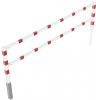 Access barriers with triangular lock swing-back with top and quarter-bent bar