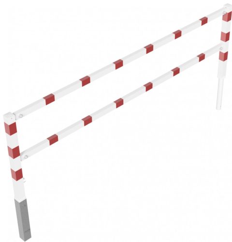 Access barriers with triangular lock swing-back with top and quarter-bent bar