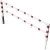 Access barriers with triangular lock swing-back with top and quarter-bent bar