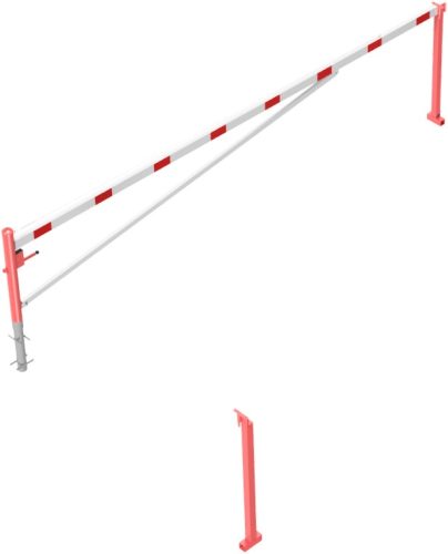 Swing barrier with bracing tube and pull rope reinforcement