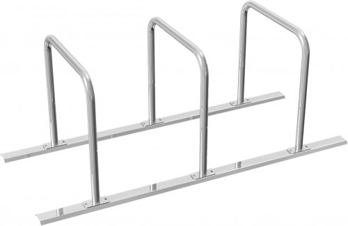 Bicycle rack - row arrangement lean-on hoop made of steel tube Ø 48 mm